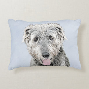 Irish Wolfhound Painting - Cute Original Dog Art Accent Pillow