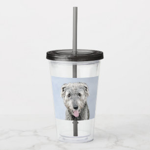 Irish Wolfhound Painting - Cute Original Dog Art Acrylic Tumbler