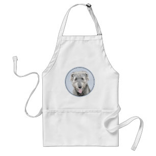 Irish Wolfhound Painting - Cute Original Dog Art Adult Apron