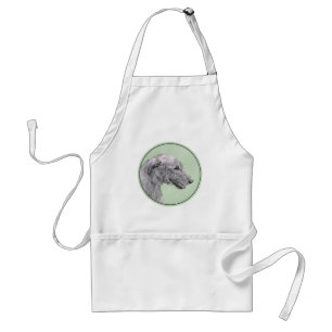 Irish Wolfhound Painting - Cute Original Dog Art Adult Apron