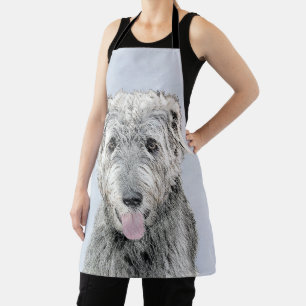 Irish Wolfhound Painting - Cute Original Dog Art Apron