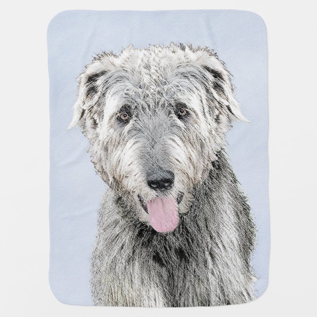 Irish Wolfhound Painting - Cute Original Dog Art Baby Blanket (Front)