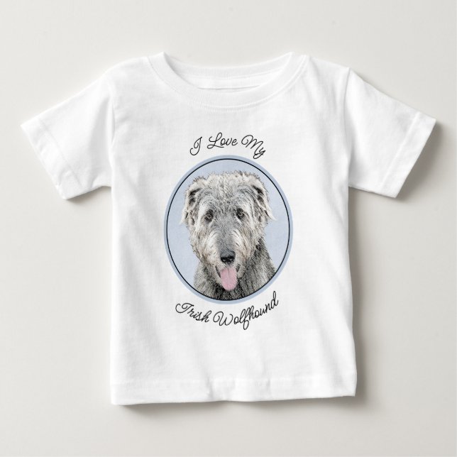 Irish Wolfhound Painting - Cute Original Dog Art Baby T-Shirt (Front)