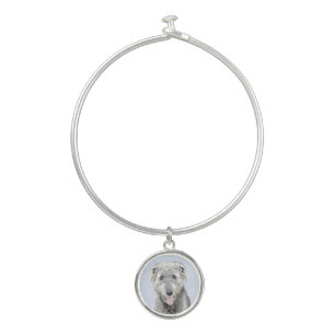 Irish Wolfhound Painting - Cute Original Dog Art Bangle Bracelet