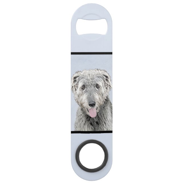 Irish Wolfhound Painting - Cute Original Dog Art Bar Key (Back)
