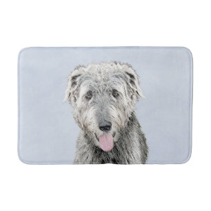 Irish Wolfhound Painting - Cute Original Dog Art Bath Mat
