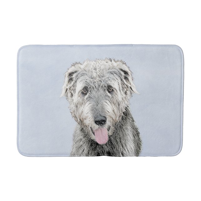 Irish Wolfhound Painting - Cute Original Dog Art Bath Mat (Front)