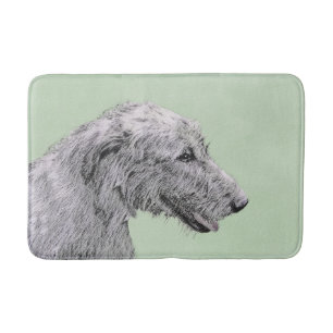Irish Wolfhound Painting - Cute Original Dog Art Bathroom Mat