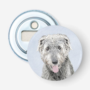 Irish Wolfhound Painting - Cute Original Dog Art Bottle Opener