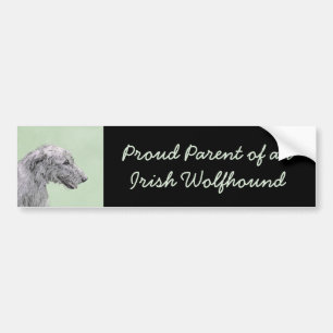 Irish Wolfhound Painting - Cute Original Dog Art Bumper Sticker