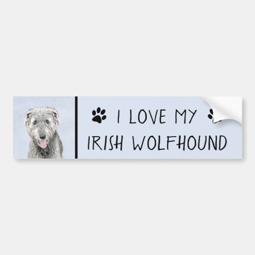 Irish Wolfhound Painting _ Cute Original Dog Art Bumper Sticker