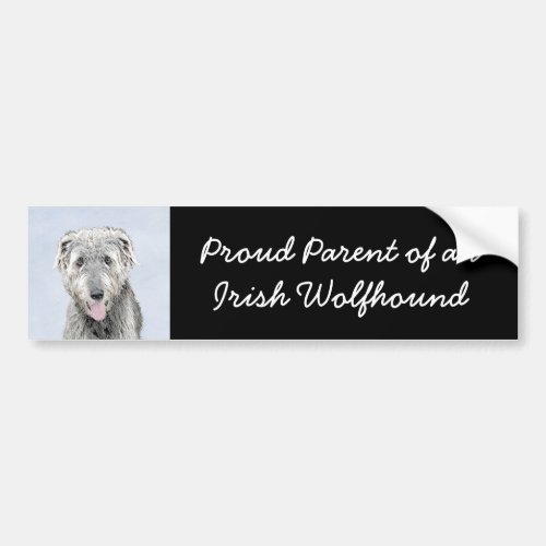 Irish Wolfhound Painting _ Cute Original Dog Art Bumper Sticker