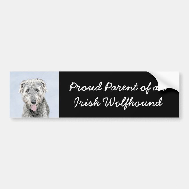 Irish Wolfhound Painting - Cute Original Dog Art Bumper Sticker (Front)