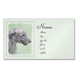 Irish Wolfhound Painting - Cute Original Dog Art Business Card Magnet