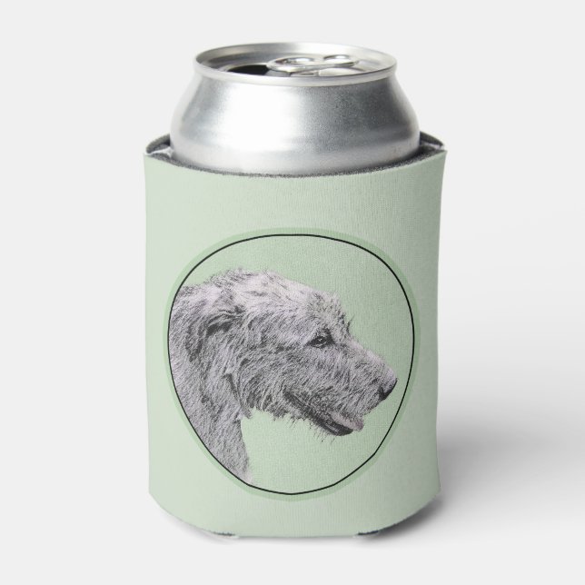 Irish Wolfhound Painting - Cute Original Dog Art Can Cooler (Can Front)