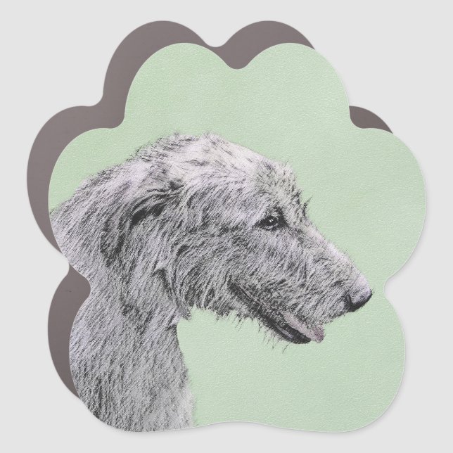 Irish Wolfhound Painting - Cute Original Dog Art Car Magnet (Front)