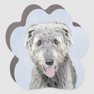 Irish Wolfhound Painting - Cute Original Dog Art Car Magnet