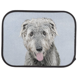 Irish Wolfhound Painting - Cute Original Dog Art Car Mat