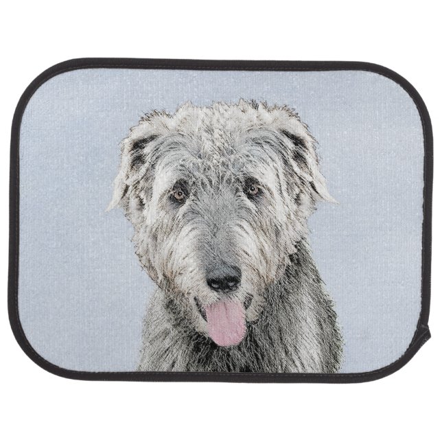 Irish Wolfhound Painting - Cute Original Dog Art Car Mat (Rear)