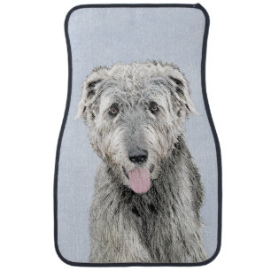 Irish Wolfhound Painting - Cute Original Dog Art Car Mat