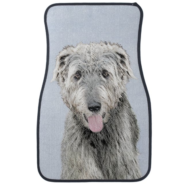 Irish Wolfhound Painting - Cute Original Dog Art Car Mat (Front)