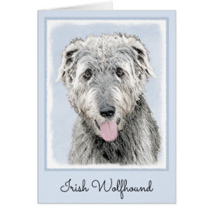 Irish Wolfhound Painting - Cute Original Dog Art Cards