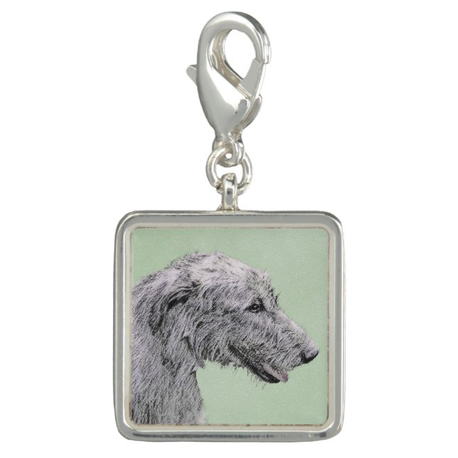 Irish Wolfhound Painting - Cute Original Dog Art Charm (Front)