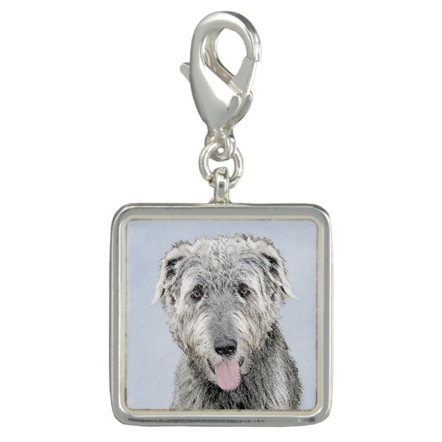 Irish Wolfhound Painting - Cute Original Dog Art Charm (Front)