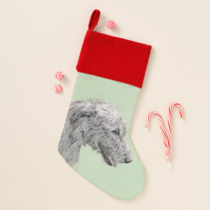 Irish Wolfhound Painting - Cute Original Dog Art Christmas Stocking
