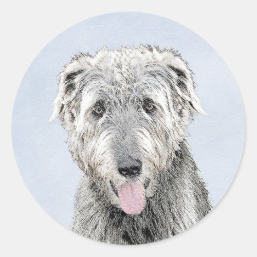Irish Wolfhound Painting _ Cute Original Dog Art Classic Round Sticker