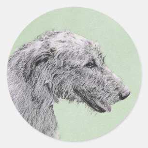 Irish Wolfhound Painting - Cute Original Dog Art Classic Round Sticker