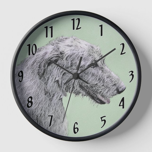 Irish Wolfhound Painting - Cute Original Dog Art Clock (Front)