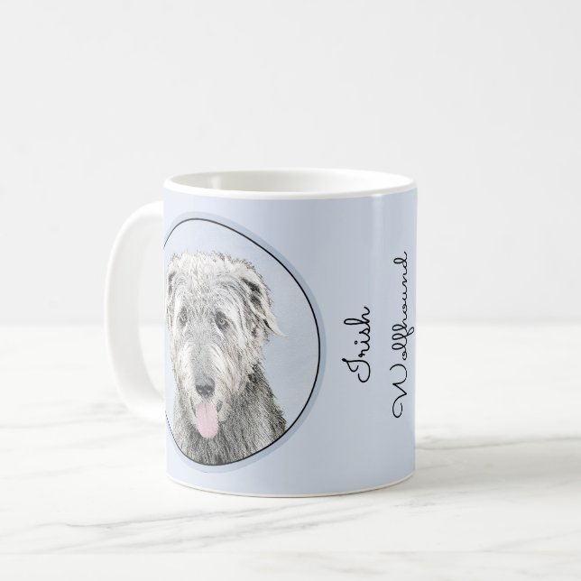Irish Wolfhound Painting - Cute Original Dog Art Coffee Mug (Front Left)