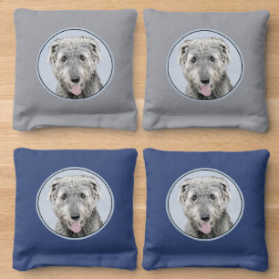 Irish Wolfhound Painting - Cute Original Dog Art Cornhole Bags
