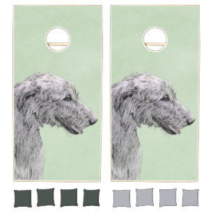 Irish Wolfhound Painting - Cute Original Dog Art Cornhole Set