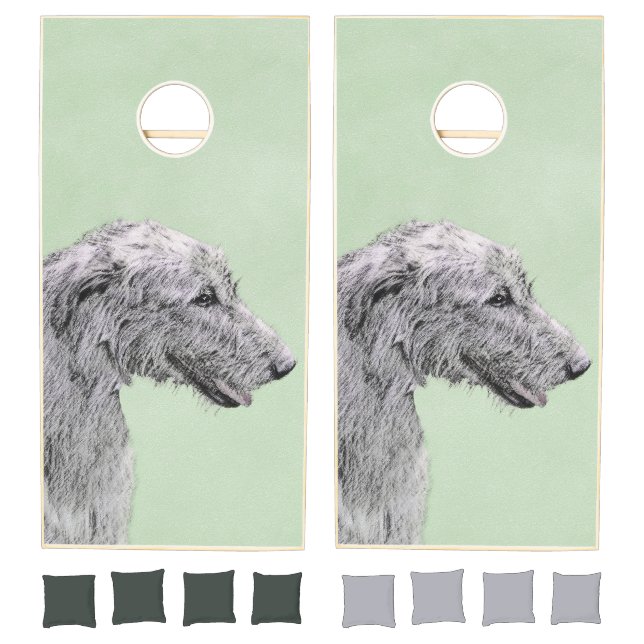 Irish Wolfhound Painting - Cute Original Dog Art Cornhole Set (Set)