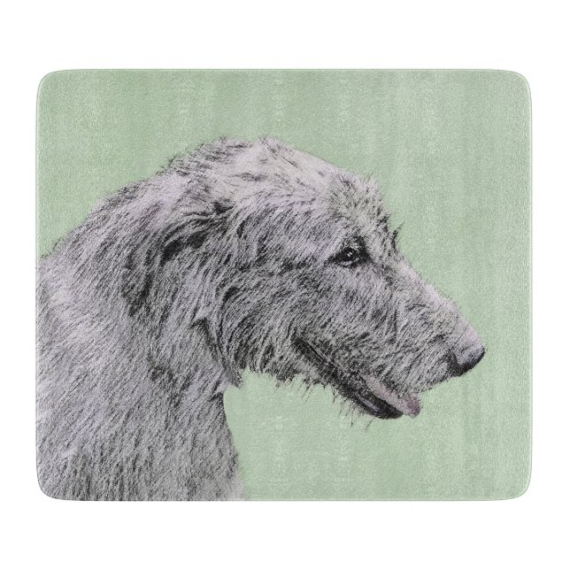 Irish Wolfhound Painting - Cute Original Dog Art Cutting Board (Front)