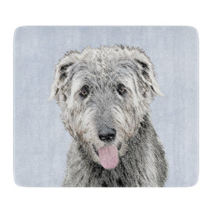 Irish Wolfhound Painting - Cute Original Dog Art Cutting Board