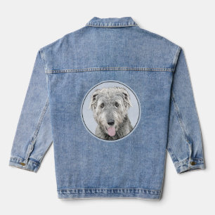 Irish Wolfhound Painting - Cute Original Dog Art Denim Jacket