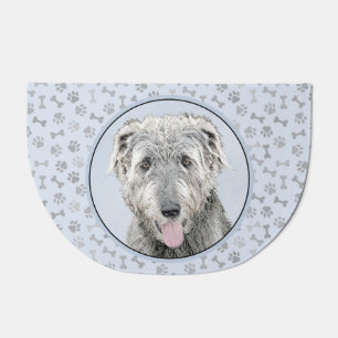 Irish Wolfhound Painting - Cute Original Dog Art Doormat
