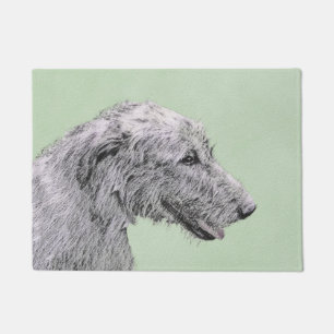 Irish Wolfhound Painting - Cute Original Dog Art Doormat