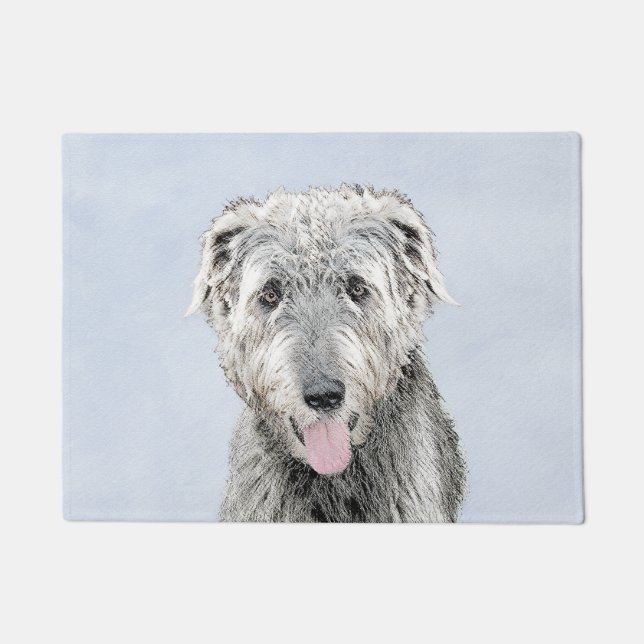 Irish Wolfhound Painting - Cute Original Dog Art Doormat (Front)