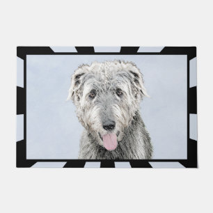 Irish Wolfhound Painting - Cute Original Dog Art Doormat
