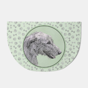 Irish Wolfhound Painting - Cute Original Dog Art Doormat