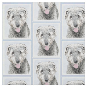 Irish Wolfhound Painting - Cute Original Dog Art Fabric