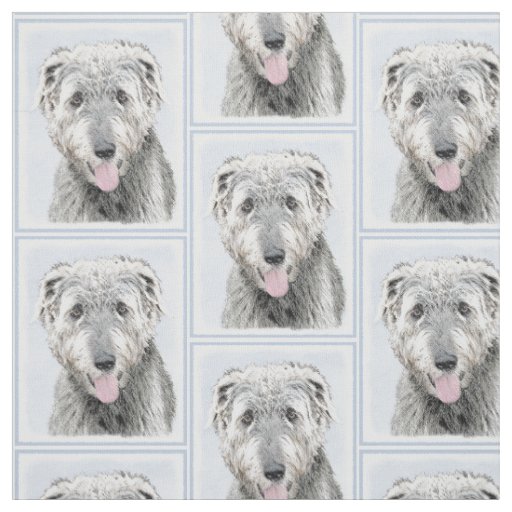 Irish Wolfhound Painting - Cute Original Dog Art Fabric