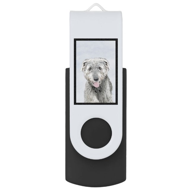 Irish Wolfhound Painting - Cute Original Dog Art Flash Drive (Back (Vertical))