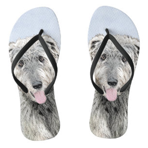 Irish Wolfhound Painting - Cute Original Dog Art Flip Flops