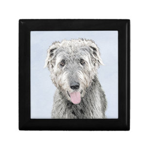 Irish Wolfhound Painting - Cute Original Dog Art Gift Box