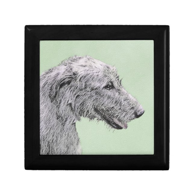 Irish Wolfhound Painting - Cute Original Dog Art Gift Box (Front)